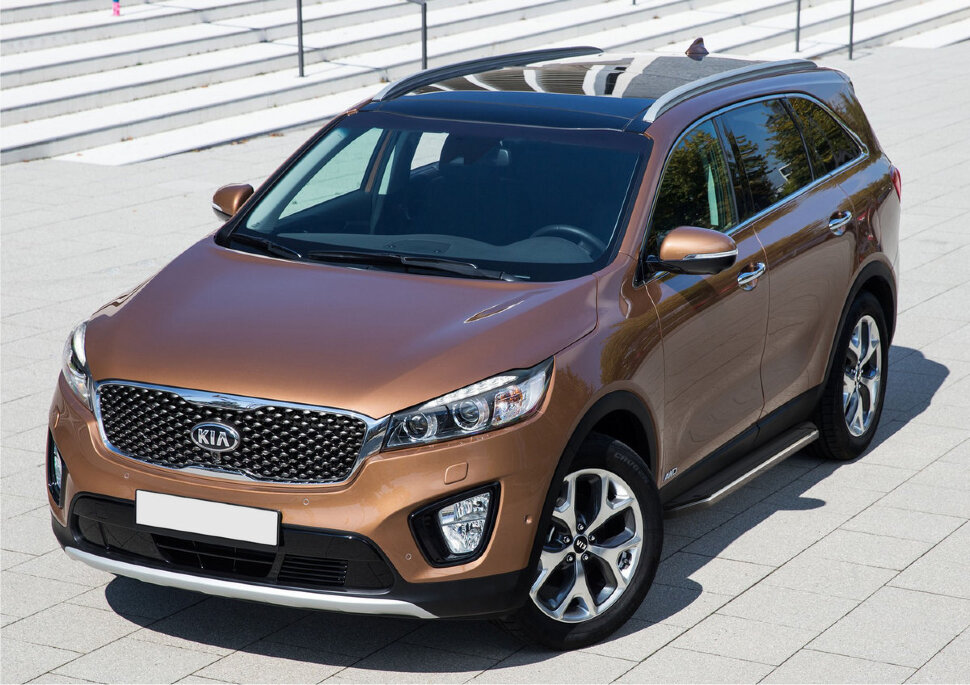 Пороги площадки (подножки) "Premium" Rival для Kia Sorento III Prime 2015-2017, 180 см, 2 шт., алюминий, A180ALP.2803.3 купить недорого