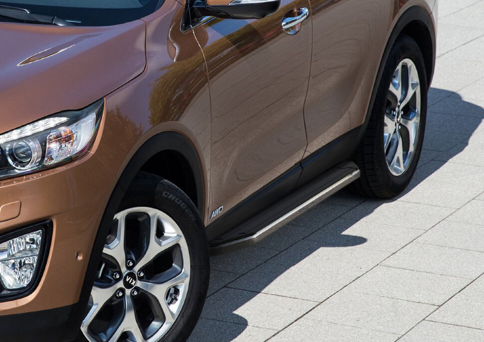 Пороги площадки (подножки) "Premium" Rival для Kia Sorento III Prime 2015-2017, 180 см, 2 шт., алюминий, A180ALP.2803.3 с доставкой по всей России