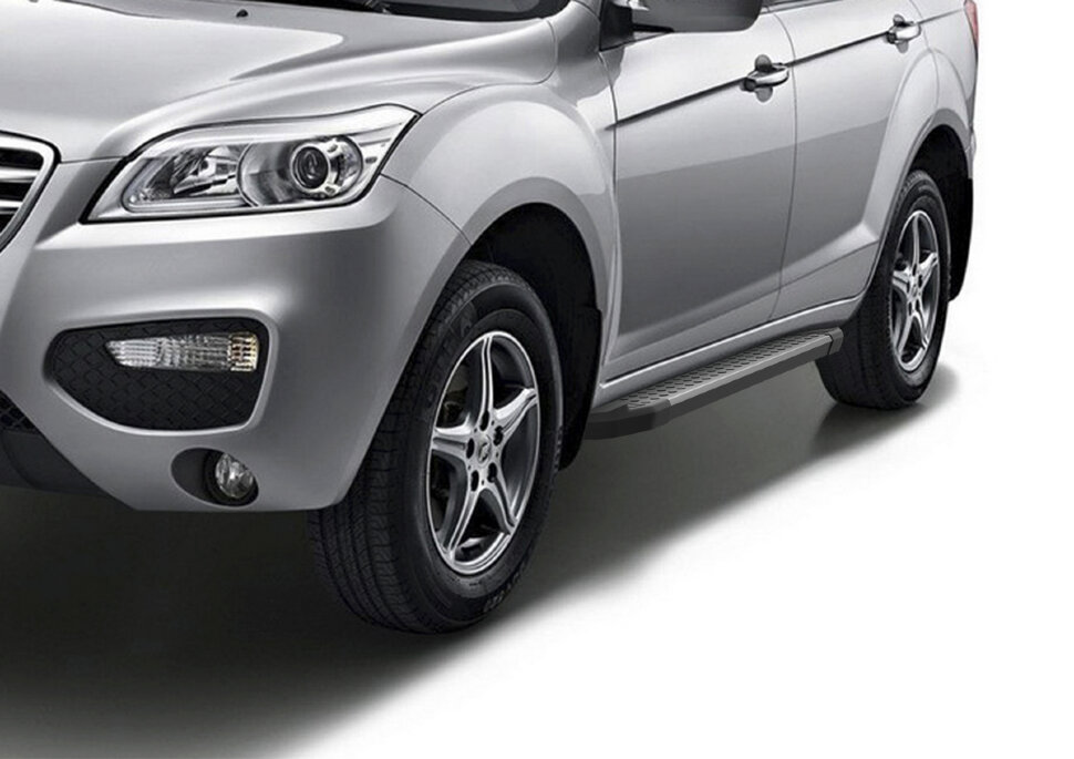 Пороги площадки (подножки) "Bmw-Style круг" Rival для Lifan X60 2012-2016, 160 см, 2 шт., алюминий, D160AL.3302.2 с доставкой по всей России