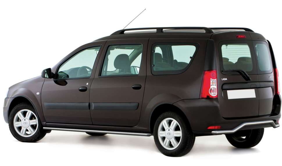 Защита заднего бампера d42 волна Rival для Lada Largus 2012-2021, нерж. сталь, R.6001.007