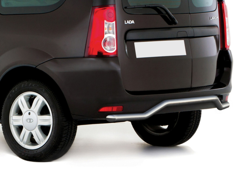 Защита заднего бампера d42 волна Rival для Lada Largus 2012-2021, нерж. сталь, R.6001.007