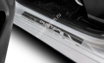 Накладки на пороги AutoMax для Renault Duster 2010-2021, нерж. сталь, с надписью, 4 шт., AMREDUS01 с доставкой по всей России