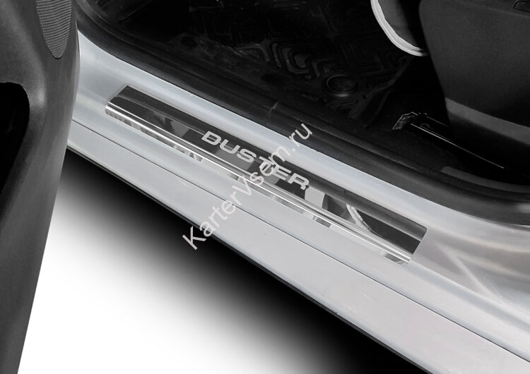 Накладки на пороги AutoMax для Renault Duster 2010-2021, нерж. сталь, с надписью, 4 шт., AMREDUS01 с доставкой по всей России