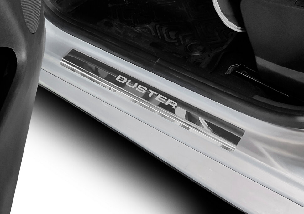 Накладки на пороги AutoMax для Renault Duster 2010-2021, нерж. сталь, с надписью, 4 шт., AMREDUS01 с доставкой по всей России