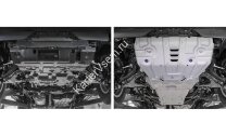 Защита радиатора, картера, КПП и РК Rival для Toyota Land Cruiser Prado 150 рестайлинг 2020-н.в., штампованная, алюминий 3.8 мм, с крепежом, 3 части, K333.9516.1