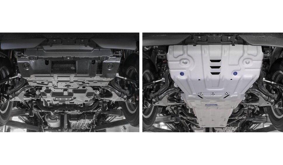 Защита радиатора, картера, КПП и РК Rival для Toyota Land Cruiser Prado 150 рестайлинг 2020-н.в., штампованная, алюминий 3.8 мм, с крепежом, 3 части, K333.9516.1