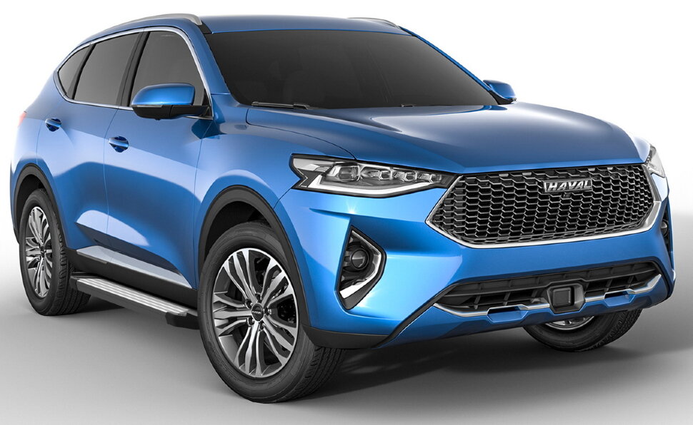 Пороги площадки (подножки) "Silver" Rival для Haval F7x 2019-2022 2022-н.в., 180 см, 2 шт., алюминий, F180AL.9403.1 купить недорого