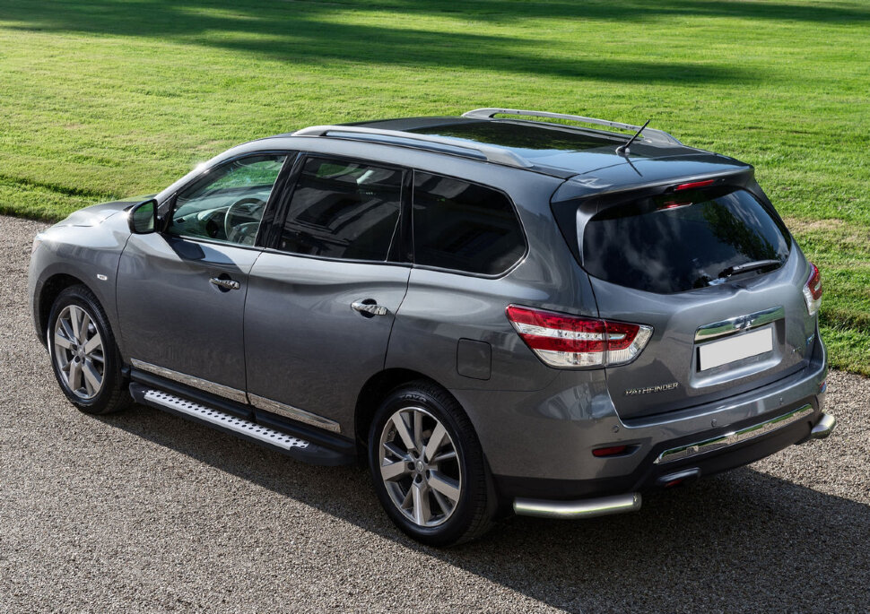 Пороги площадки (подножки) "Bmw-Style круг" Rival для Nissan Pathfinder R52 2014-2017, 193 см, 2 шт., алюминий, D193AL.4107.1 купить недорого