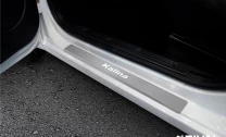 Накладки на пороги Rival для Lada Kalina II 2013-2018, нерж. сталь, с надписью, 4 шт., NP.6005.3