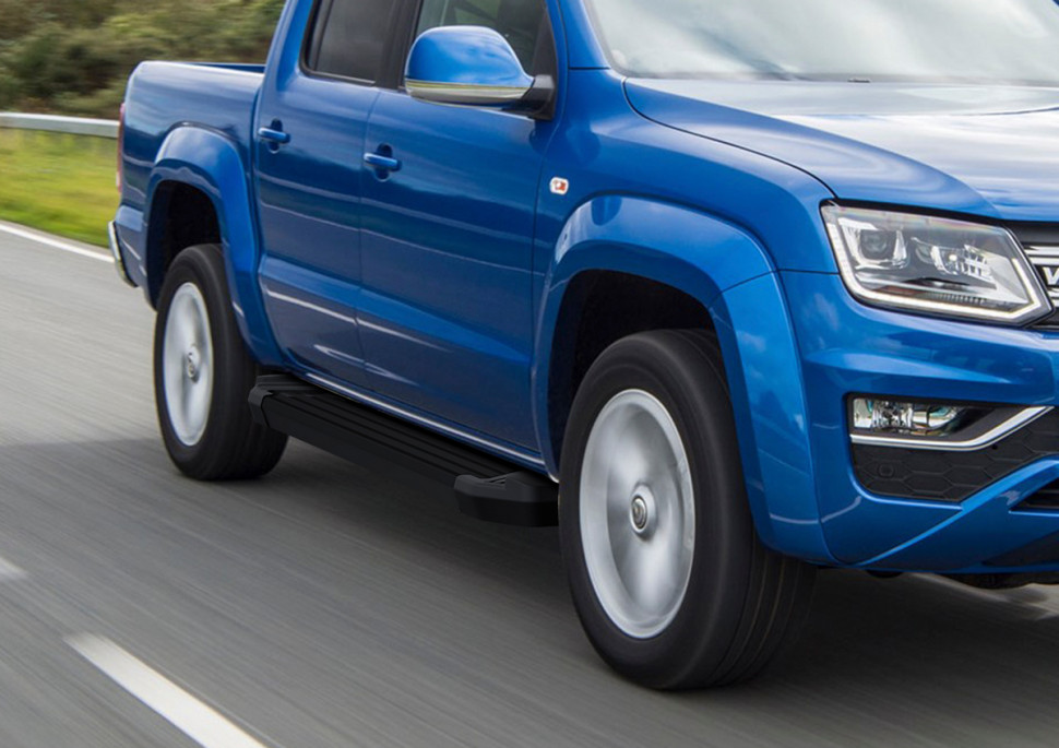 Пороги площадки (подножки) "Black" Rival для Volkswagen Amarok I рестайлинг 2016-2019, 193 см, 2 шт., алюминий, F193ALB.5803.2 с доставкой по всей России