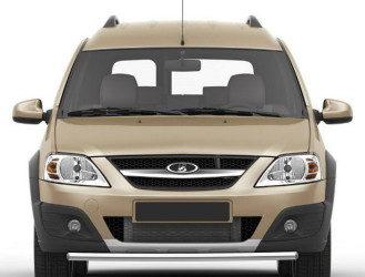 Защита переднего бампера d42 Rival для Lada Largus Cross 2014-2021, нерж. сталь, R.6005.001
