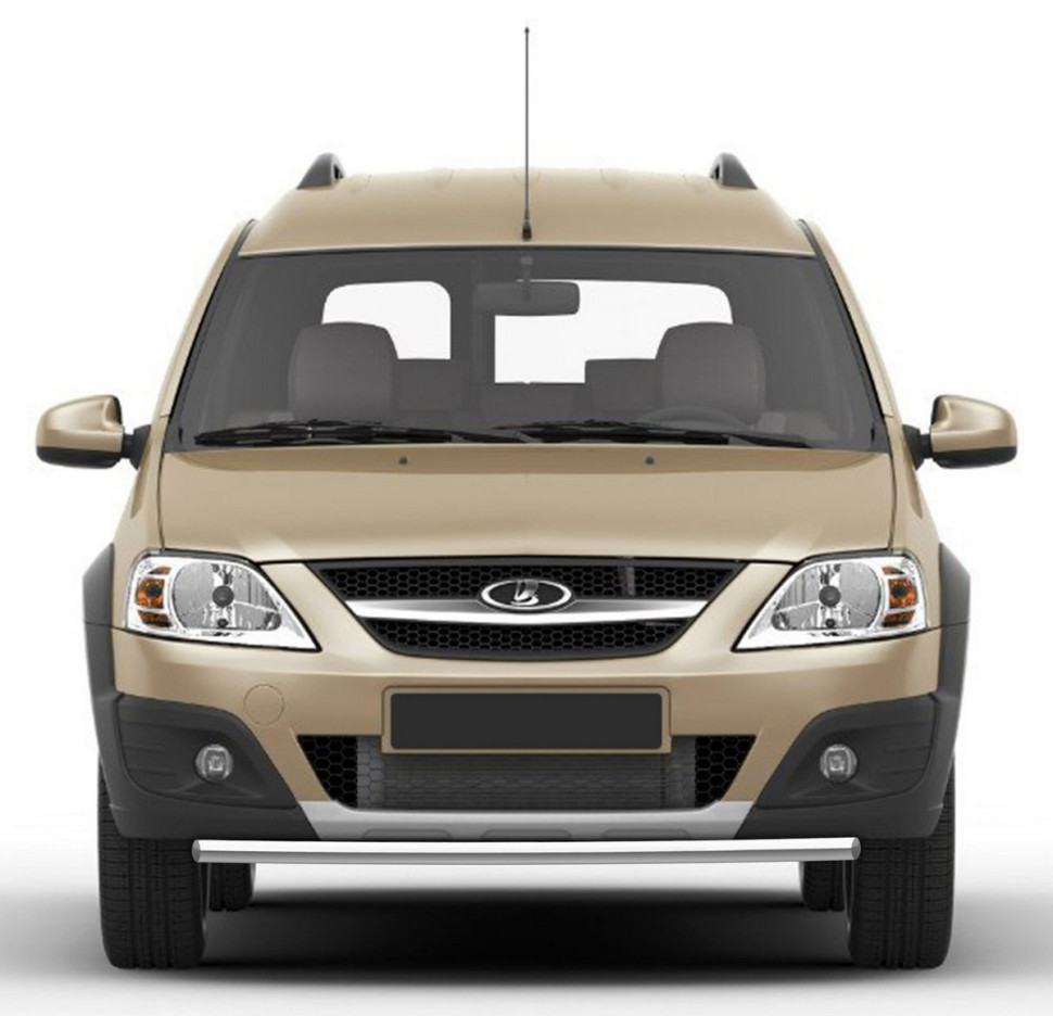 Защита переднего бампера d42 Rival для Lada Largus Cross 2014-2021, нерж. сталь, R.6005.001