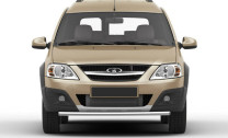 Защита переднего бампера d42 Rival для Lada Largus Cross 2014-2021, нерж. сталь, R.6005.001