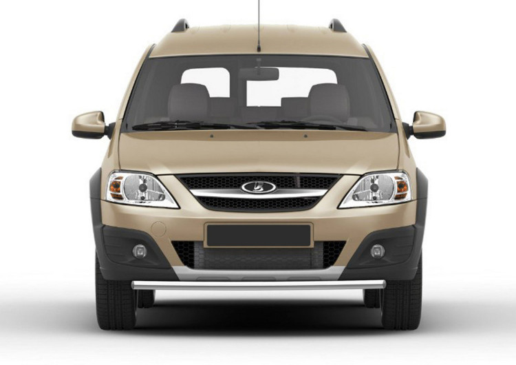 Защита переднего бампера d42 Rival для Lada Largus Cross 2014-2021, нерж. сталь, R.6005.001
