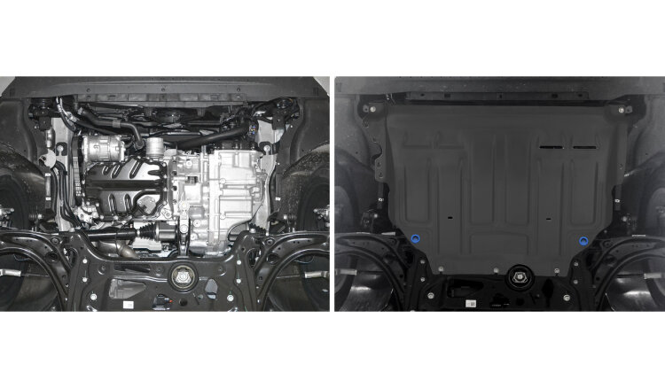 Защита картера и КПП Rival для Audi A3 8V, 8Y 2016-2020 2020-н.в., сталь 1.5 мм, с крепежом, штампованная, 111.5128.1