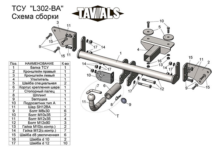 Фаркоп Lifan X50 с быстросъёмным шаром (ТСУ) арт. T-L302-BA