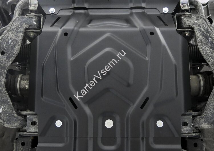 Защита картера Rival для Mitsubishi L200 V 2015-2019 2018-н.в., сталь 3 мм, с крепежом (устанавл-ся совместно с 2111.4046.2.3), штампованная, 2111.4041.2.3