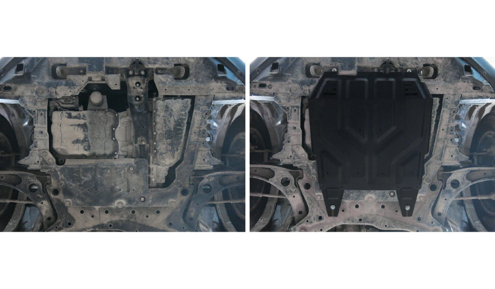 Защита картера и КПП АвтоБроня для Peugeot 4008 2012-2015, штампованная, сталь 1.5 мм, с крепежом, 111.04037.1