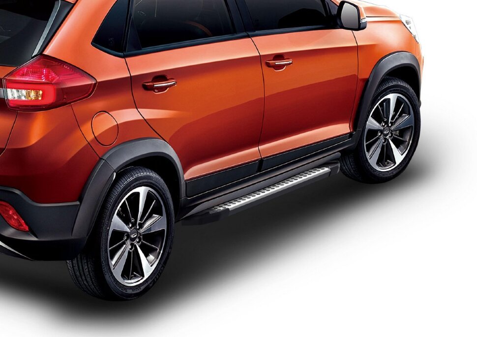 Пороги площадки (подножки) "Bmw-Style круг" Rival для Chery Tiggo 2 2017-2020, 173 см, 2 шт., алюминий, D173AL.0904.1 с доставкой по всей России