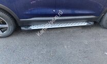 Пороги на автомобиль "Bmw-Style круг" Rival для Chery Tiggo 2 2017-2020, 173 см, 2 шт., алюминий, D173AL.0904.1