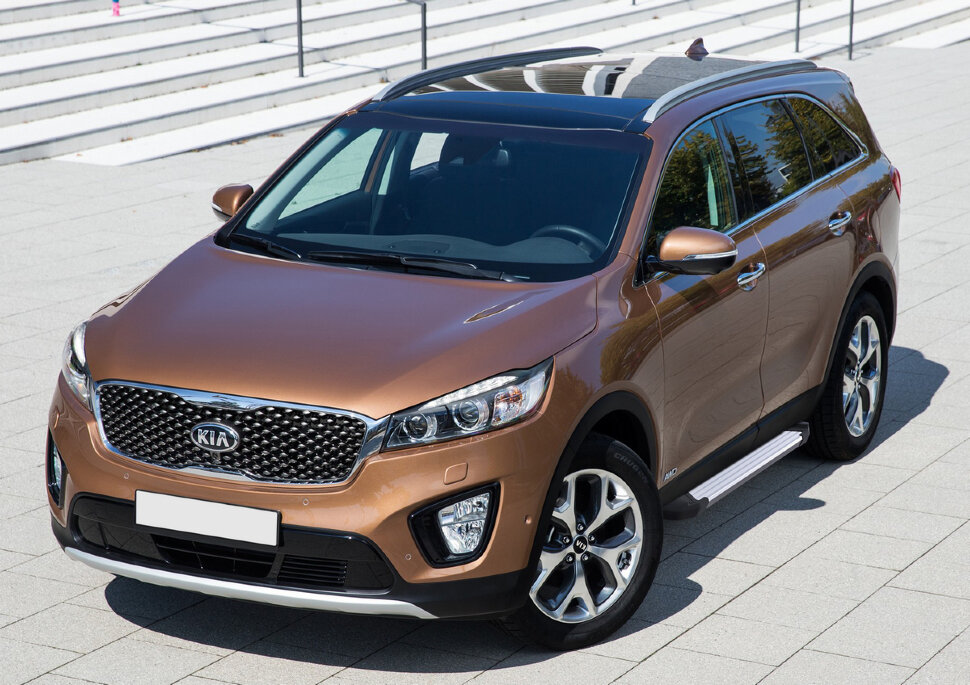 Пороги площадки (подножки) "Silver" Rival для Kia Sorento III Prime 2015-2017, 180 см, 2 шт., алюминий, F180AL.2803.3 купить недорого