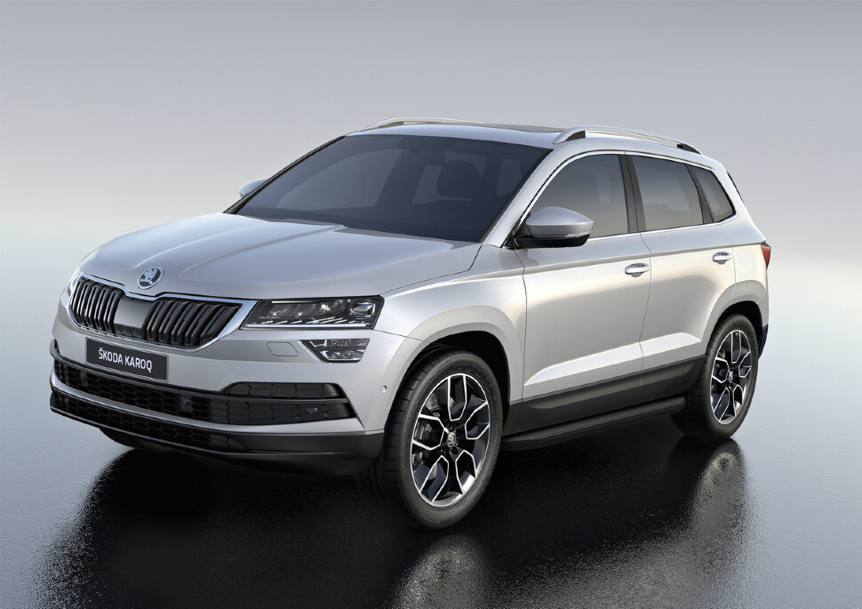 Пороги площадки (подножки) "Premium-Black" Rival для Skoda Karoq 2020-н.в., 180 см, 2 шт., алюминий, A180ALB.5103.1 купить недорого
