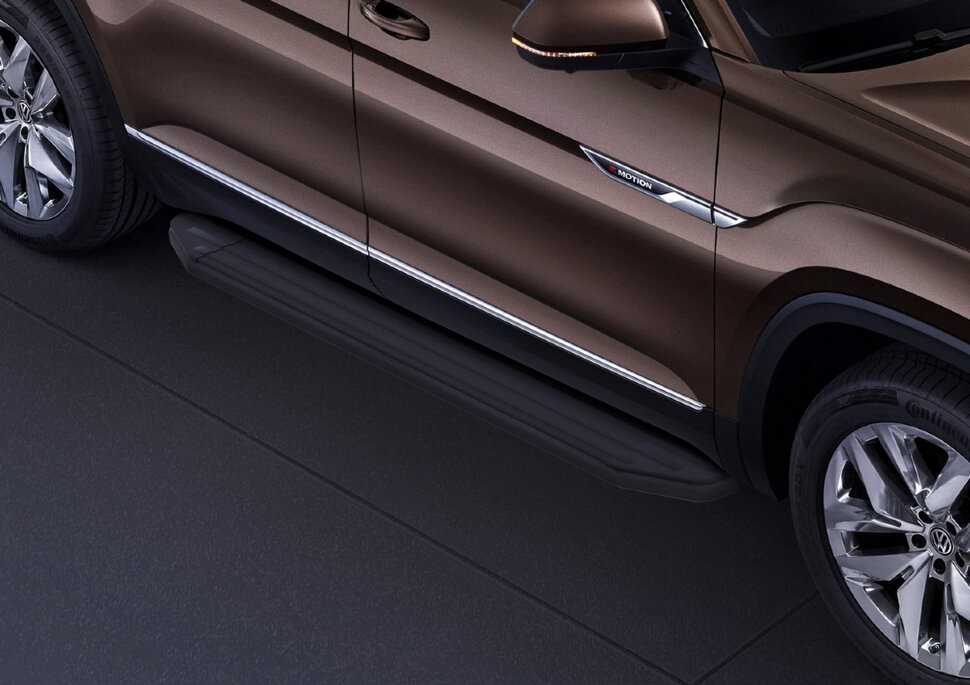 Пороги площадки (подножки) "Premium-Black" Rival для Volkswagen Teramont 2017-2020, 193 см, 2 шт., алюминий, A193ALB.5805.1 с доставкой по всей России