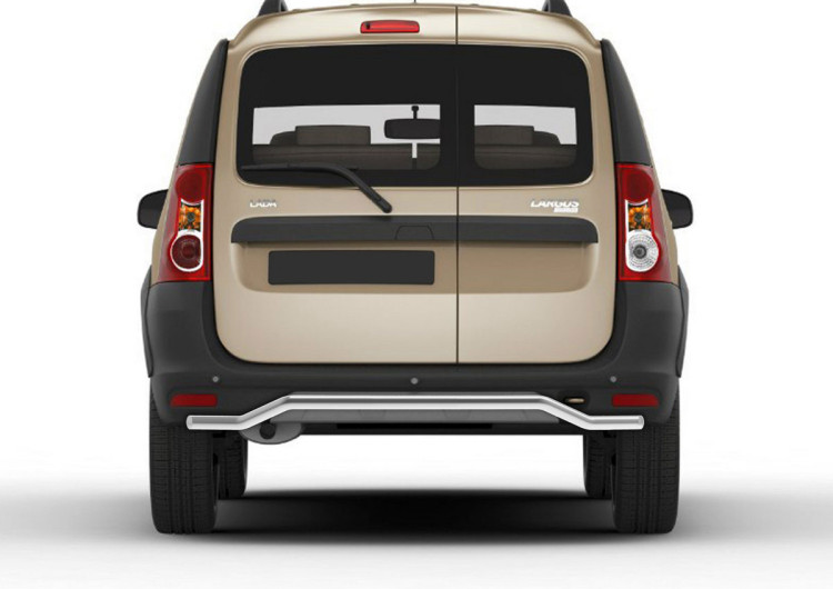 Защита заднего бампера d42 волна Rival для Lada Largus Cross 2014-2021, нерж. сталь, R.6005.007