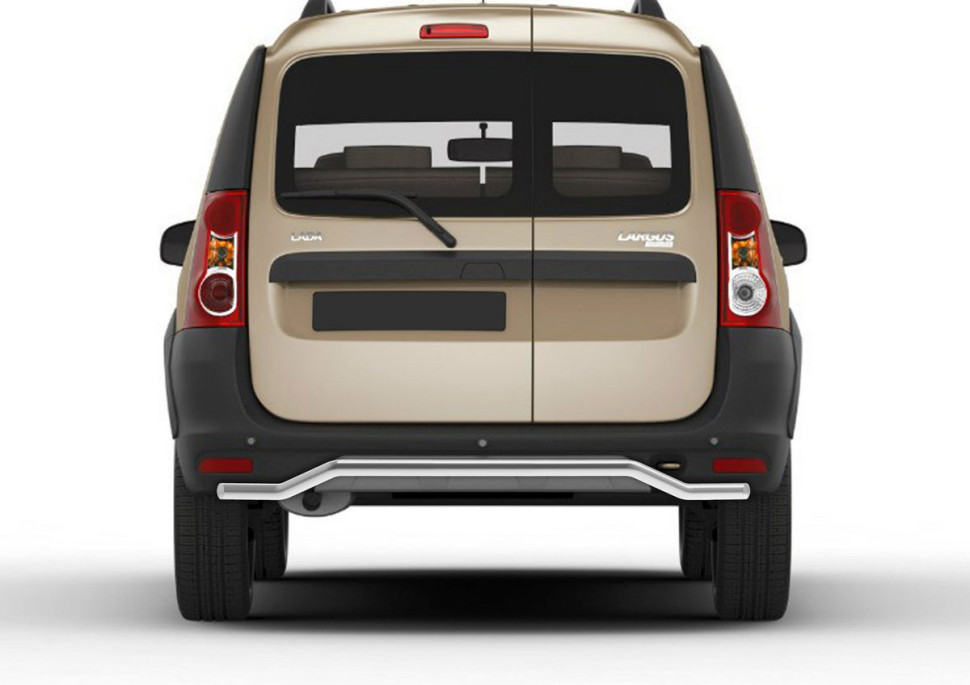 Защита заднего бампера d42 волна Rival для Lada Largus Cross 2014-2021, нерж. сталь, R.6005.007