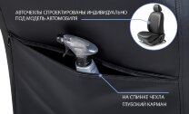 Авточехлы Rival Ромб (зад. спинка 40/20/40) для сидений Skoda Yeti I рестайлинг (со столиком на передних спинках) 2013-2018, эко-кожа, черные, SC.5106.2