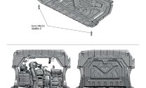 Защита картера и КПП Rival для Mitsubishi Outlander III 2012-2018, сталь 1.5 мм, с крепежом, штампованная, 111.4036.1
