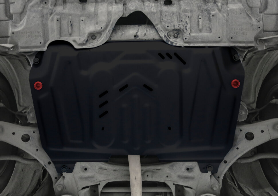 Защита картера и КПП АвтоБроня (увеличенная) для Toyota Camry XV40 2006-2011, штампованная, сталь 1.8 мм, с крепежом, 111.05781.1