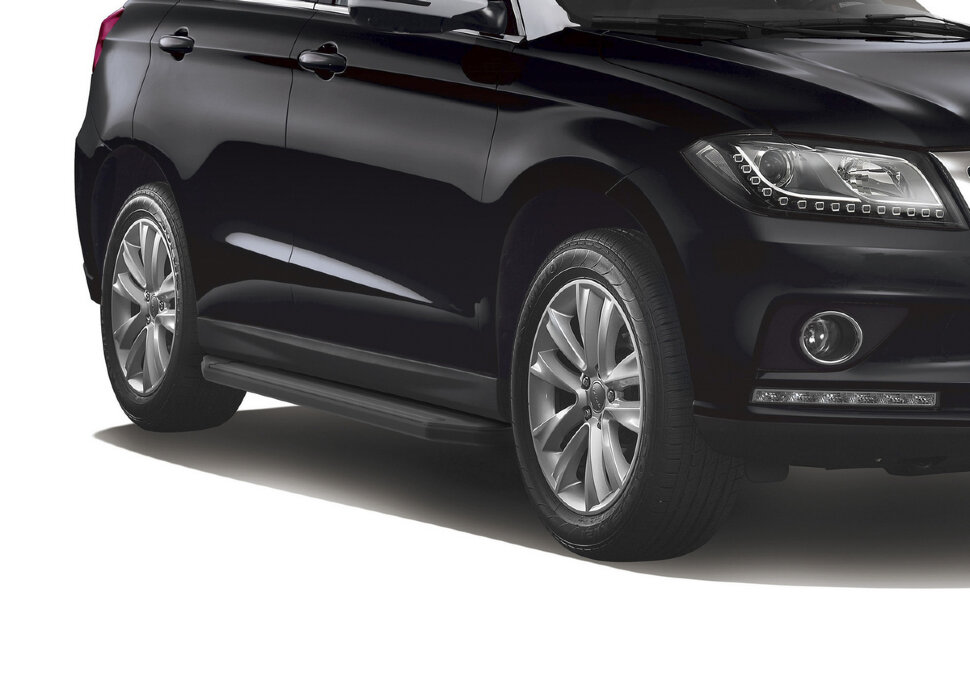 Пороги площадки (подножки) "Premium-Black" Rival для Haval H2 2014-2020, 173 см, 2 шт., алюминий, A173ALB.9401.1 с доставкой по всей России