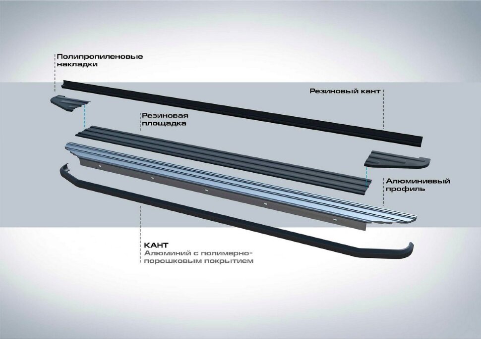 Пороги площадки (подножки) "Premium-Black" Rival для Haval H2 2014-2020, 173 см, 2 шт., алюминий, A173ALB.9401.1 с возможностью установки