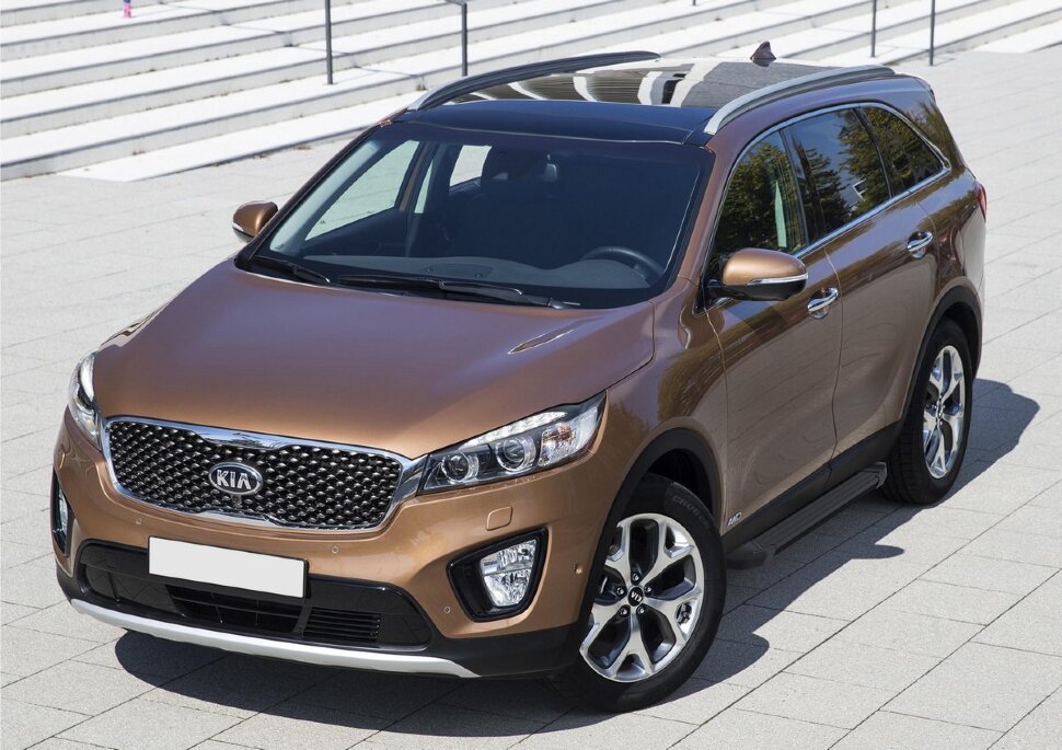 Пороги площадки (подножки) "Black" Rival для Kia Sorento III Prime 2015-2017, 180 см, 2 шт., алюминий, F180ALB.2803.3 купить недорого