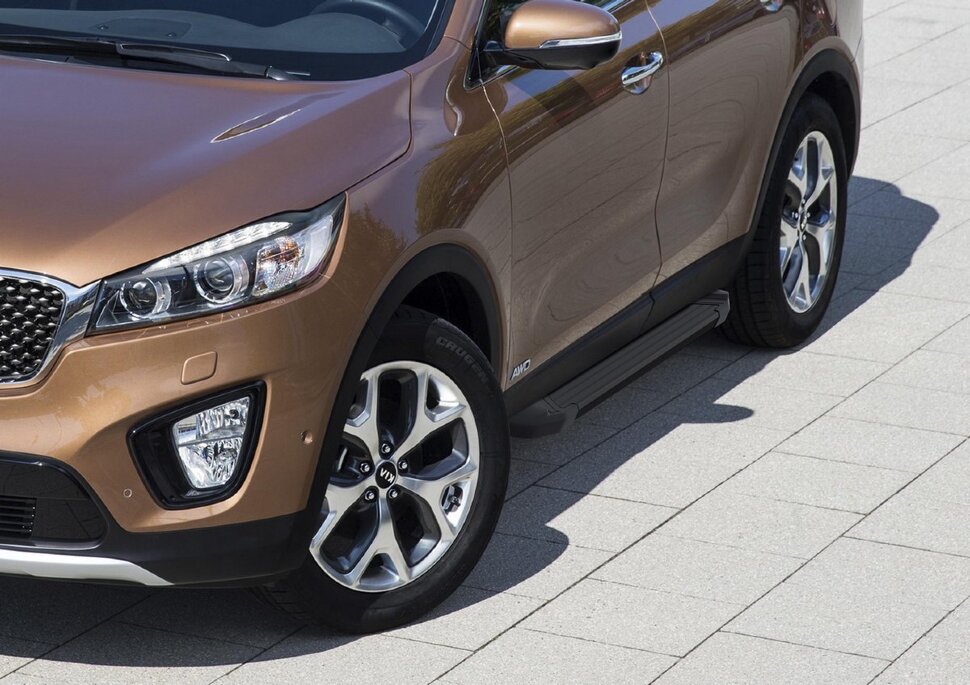 Пороги площадки (подножки) "Black" Rival для Kia Sorento III Prime 2015-2017, 180 см, 2 шт., алюминий, F180ALB.2803.3 в официальном интернет магазине
