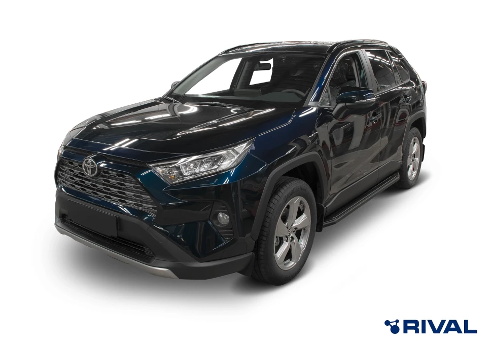 Пороги на автомобиль (подножки) "Premium-Black" Rival для Toyota RAV4 XA50 2019-н.в., 180 см, 2 шт., алюминий, A180ALB.5710.1
