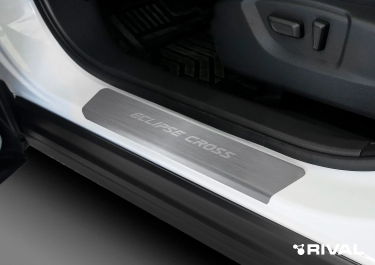 Накладки на пороги Rival для Mitsubishi Eclipse Cross 2018-2021, нерж. сталь, с надписью, 4 шт., NP.4010.3