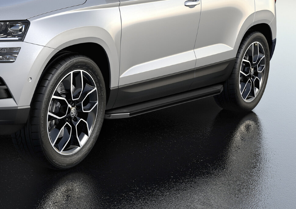 Пороги площадки (подножки) "Premium" Rival для Skoda Karoq 2020-н.в., 180 см, 2 шт., алюминий, A180ALP.5103.1 с доставкой по всей России