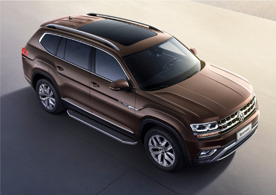 Пороги площадки (подножки) "Premium" Rival для Volkswagen Teramont 2017-2020, 193 см, 2 шт., алюминий, A193ALP.5805.1 купить недорого