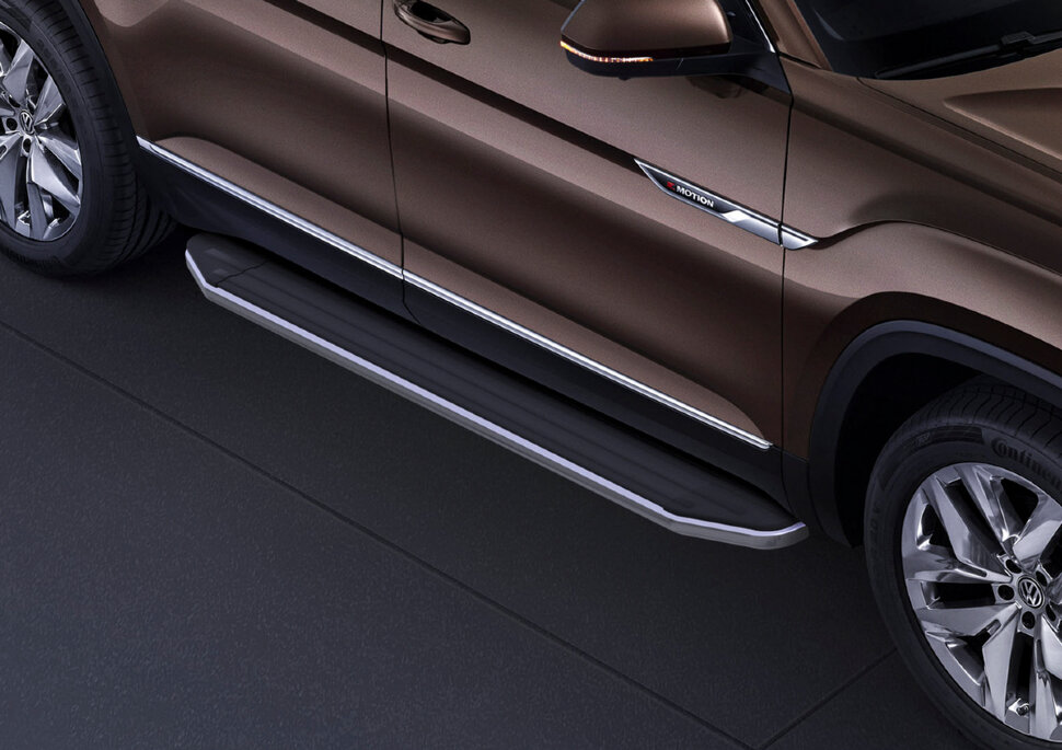 Пороги площадки (подножки) "Premium" Rival для Volkswagen Teramont 2017-2020, 193 см, 2 шт., алюминий, A193ALP.5805.1 с доставкой по всей России