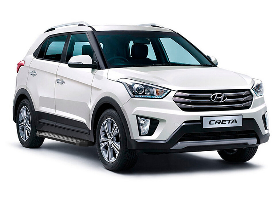 Пороги площадки (подножки) "Black" AutoMax для Hyundai Creta I 2016-2021, 173 см, 2 шт., алюминий, AMS.F173B.2303.1 купить недорого