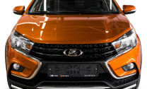 Защита переднего бампера d42 Rival для Lada Vesta Cross универсал 2017-н.в., нерж. сталь, R.6007.002
