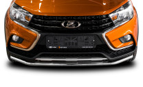 Защита переднего бампера d42 Rival для Lada Vesta Cross универсал 2017-н.в., нерж. сталь, R.6007.002