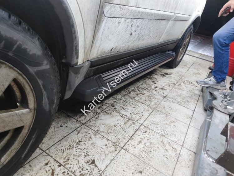 Пороги площадки (подножки) "Black-F" Rival для Volvo XC90 I 2002-2014, 193 см, 2 шт., алюминий, F193ALB.5901.1 купить недорого