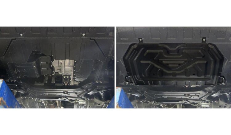 Защита картера и КПП Rival для Mitsubishi Outlander III рестайлинг 2018-н.в., сталь 1.5 мм, с крепежом, штампованная, 111.4036.1