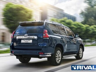 Защита заднего бампера d76+d42 Уголки + комплект крепежа, RIVAL, Toyota Land Cruiser 150 Prado 2017-