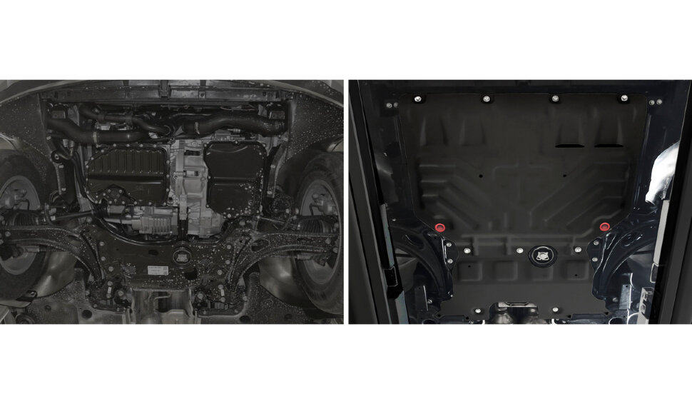 Защита картера и КПП АвтоБроня для Volkswagen Teramont 2017-2020 2021-н.в., штампованная, сталь 1.5 мм, 2 части, с крепежом, 111.05861.2