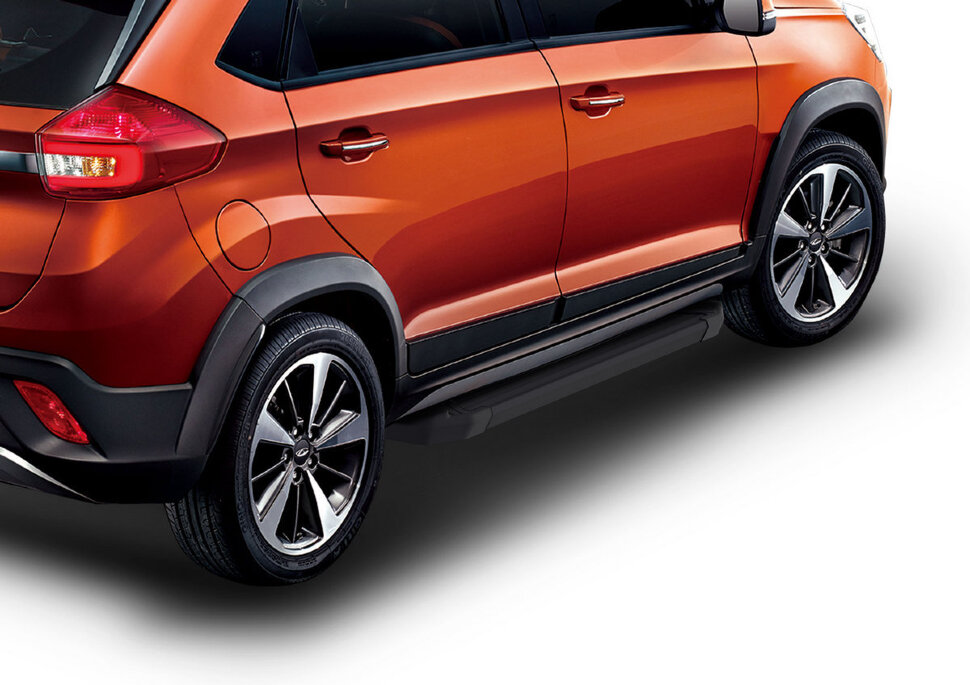 Пороги площадки (подножки) "Black" Rival для Chery Tiggo 2 2017-2020, 173 см, 2 шт., алюминий, F173ALB.0904.1 с доставкой по всей России