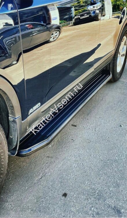 Пороги площадки (подножки) "Premium-Black" Rival для Kia Sorento III Prime рестайлинг 2017-2020, 180 см, 2 шт., алюминий, A180ALB.2803.4 с инструкцией и сертификатом
